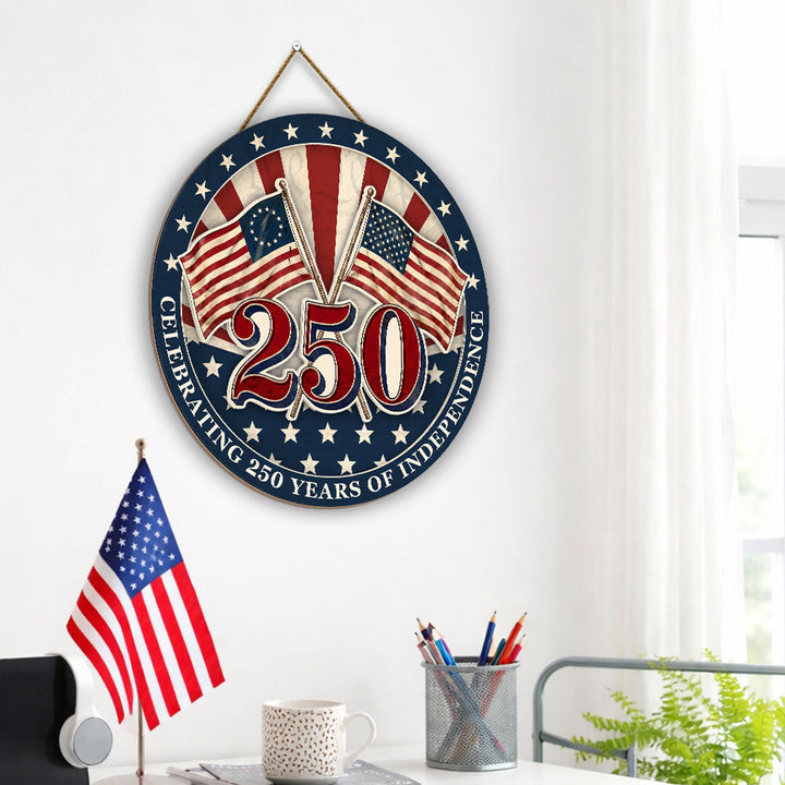 Betsy Ross Flag Træskilt 250-års Jubilæum