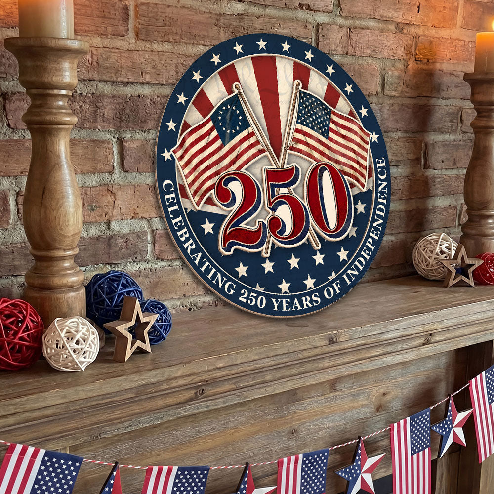 Betsy Ross Flag Træskilt 250-års Jubilæum