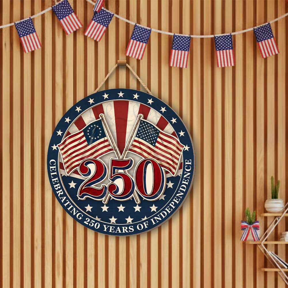 Betsy Ross Flag Træskilt 250-års Jubilæum