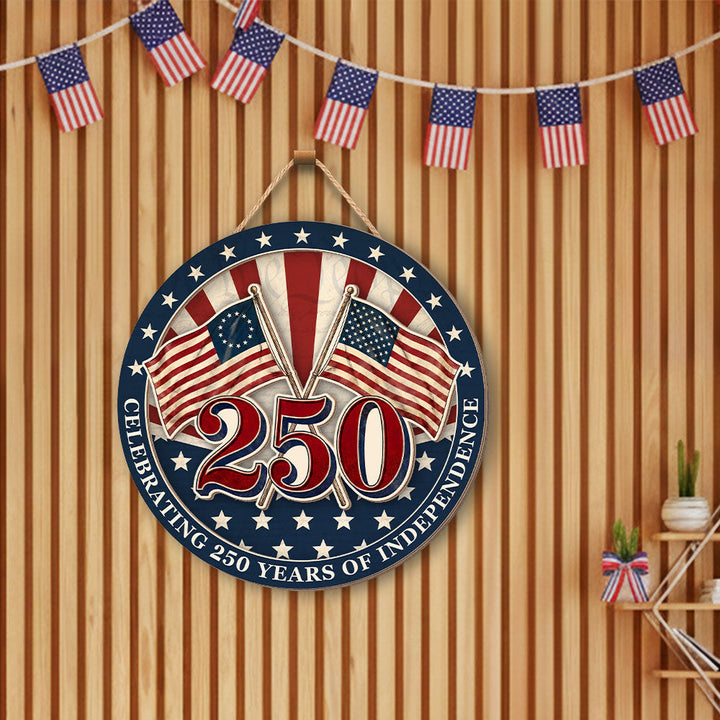 Betsy Ross Flag Træskilt 250-års Jubilæum