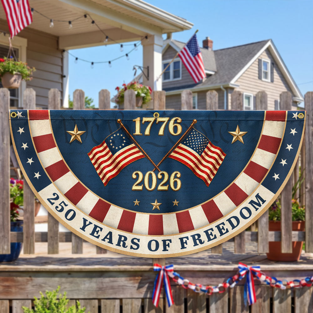 Dobbeltsidet Betsy Ross Fan Flag - 250 Års Frihed i Lærred