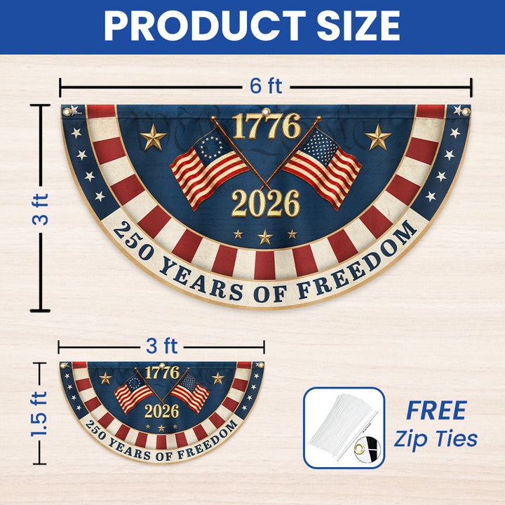 Dobbeltsidet Betsy Ross Fan Flag - 250 Års Frihed i Lærred