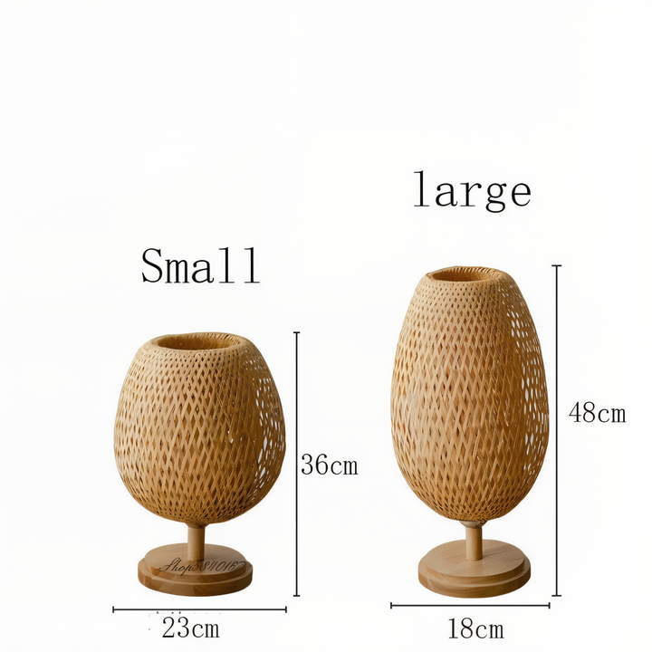 Vintage Bamboo Bordlampe med Rattan Skærm