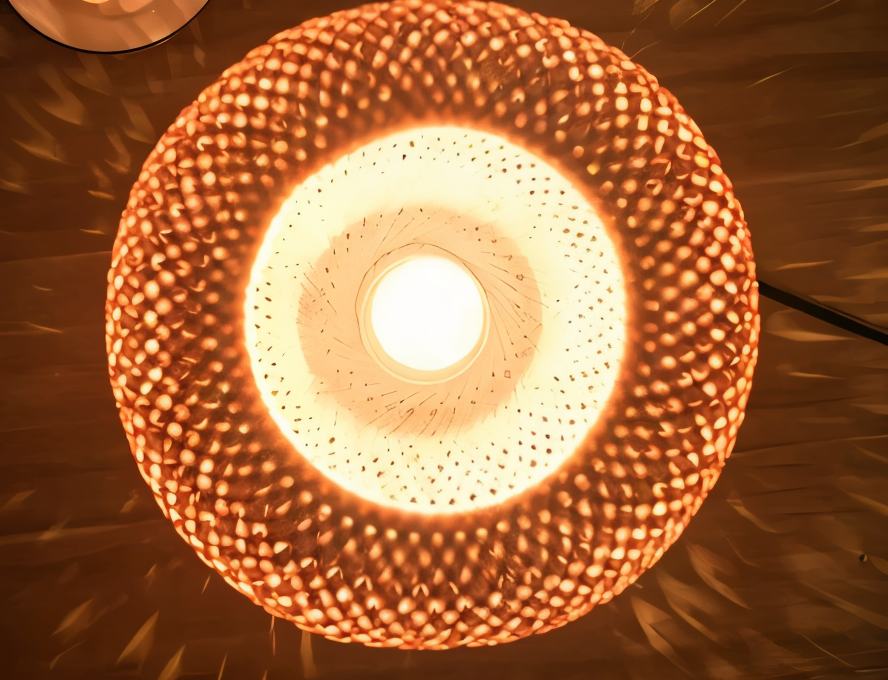Vintage Bamboo Bordlampe med Rattan Skærm