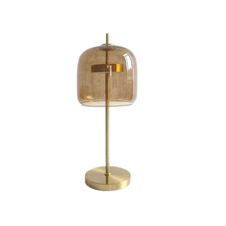 Moderne Bordlampe i Plastik og Metal med Varmt Lys