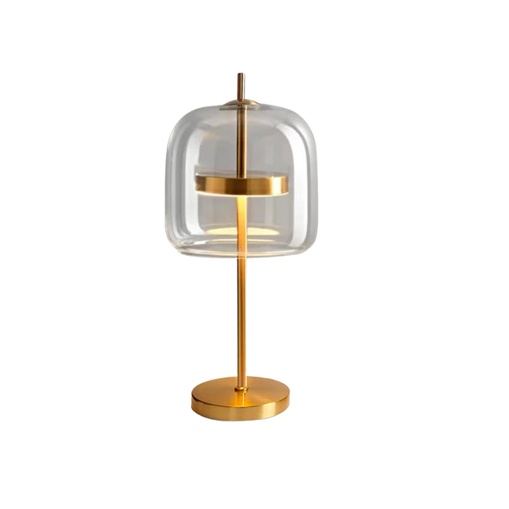 Moderne Bordlampe i Plastik og Metal med Varmt Lys