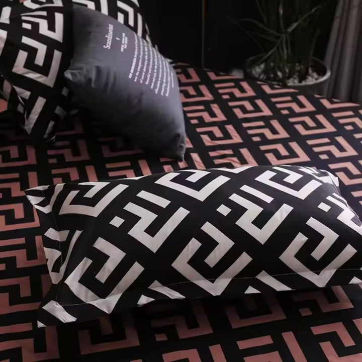 Geometrisk Duvet Cover Sæt i Blød Mikrofiber - 3 Stykker