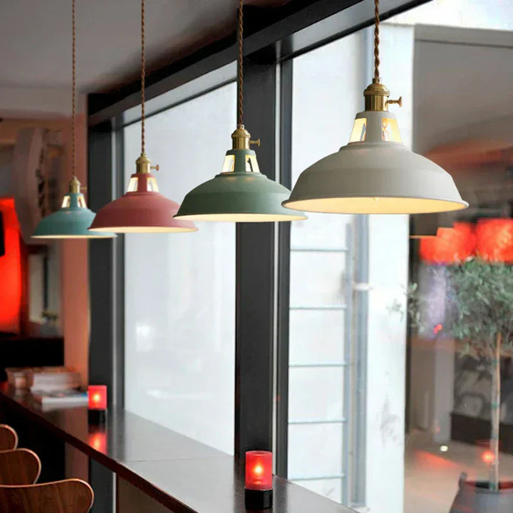 Farverig Moderne LED Pendelampe i Metal og Glas