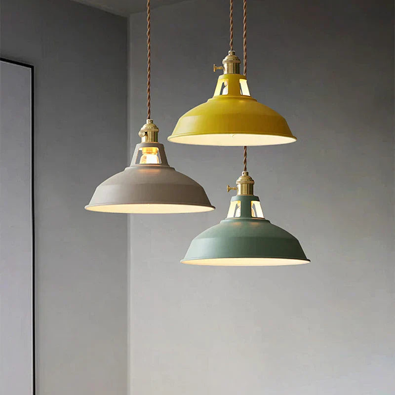 Farverig Moderne LED Pendelampe i Metal og Glas