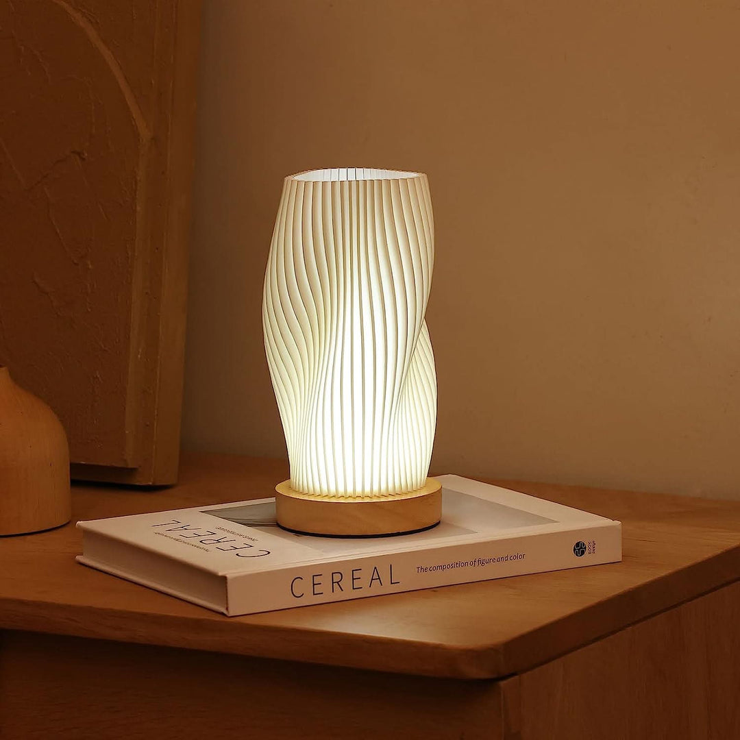 Dæmpbar USB Bordlampe med Bølgeformet Skærm