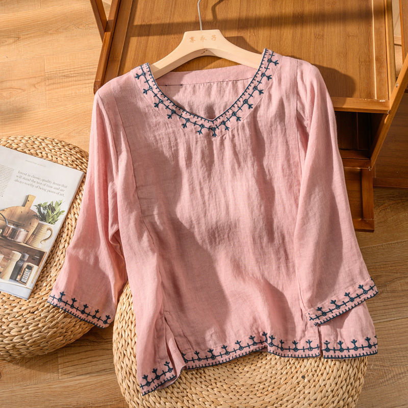 Mary™ | V-Hals Mønstret Bluse