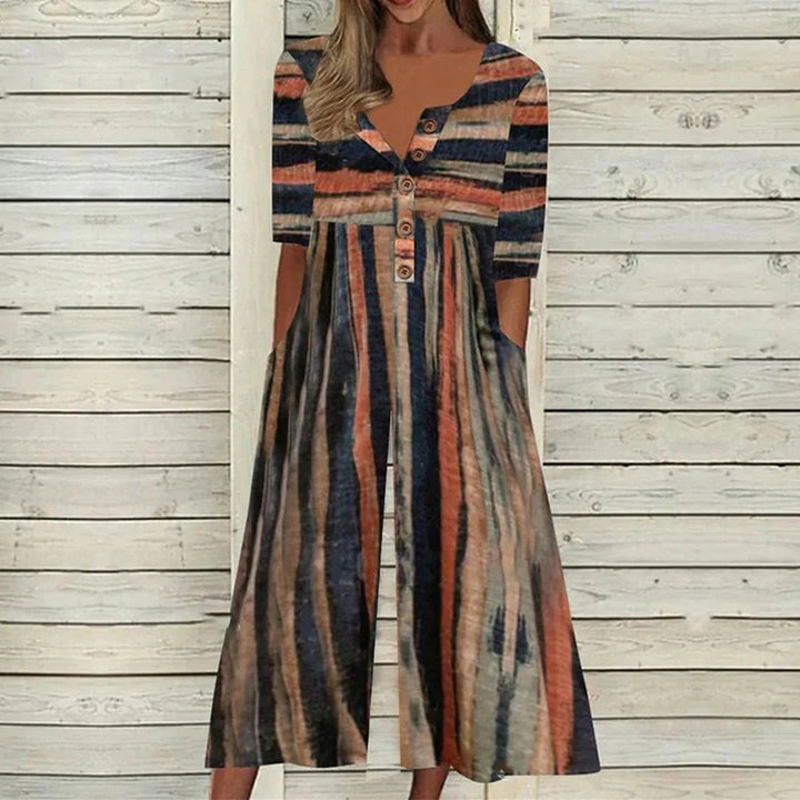 Lagoon | Kvinders Bladprint V-Hals Kortærmet Bred Ben Jumpsuit