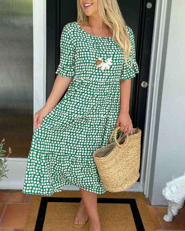 Michele™ | Afslappet Midi Kjole Med Dots