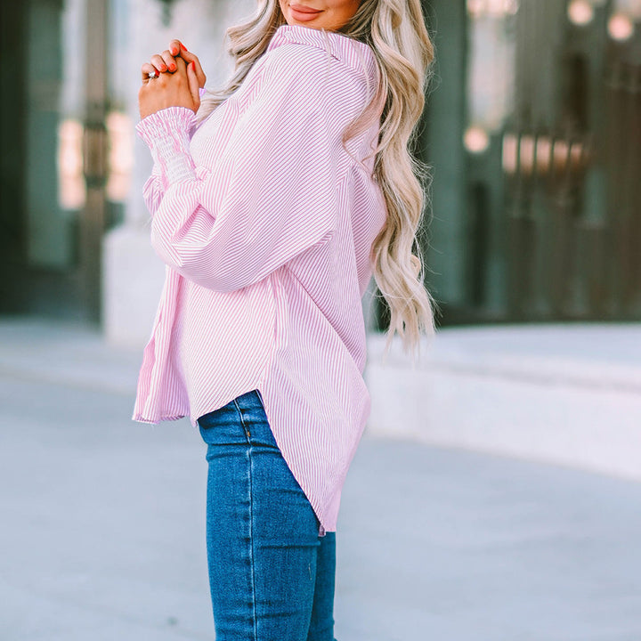 Skye | Kvinders Oversized Langærmet Stribet Button-Down Skjorte