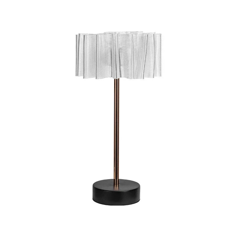 Genopladelig Plisseret Aluminium Bordlampe med Varm LED Belysning