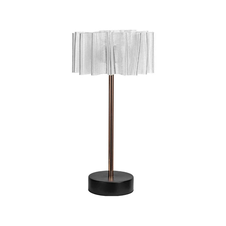 Genopladelig Plisseret Aluminium Bordlampe med Varm LED Belysning