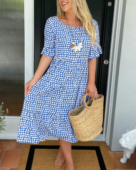 Michele™ | Afslappet Midi Kjole Med Dots
