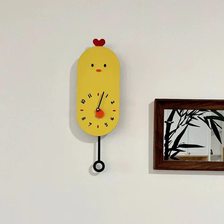 Sød Kylling Vægur i Moderne Design
