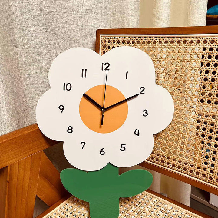 Elegant Blomsterdesign Vægur i Akryl 12 Tommer