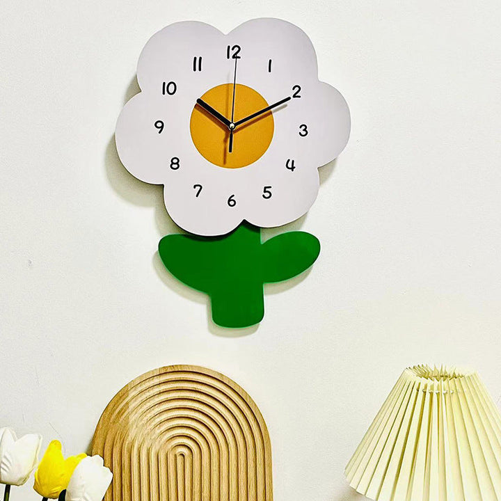 Elegant Blomsterdesign Vægur i Akryl 12 Tommer