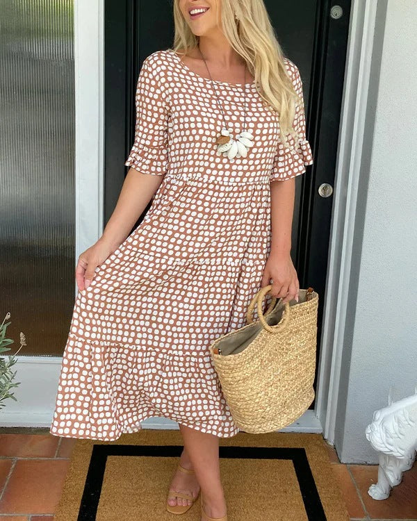 Michele™ | Afslappet Midi Kjole Med Dots