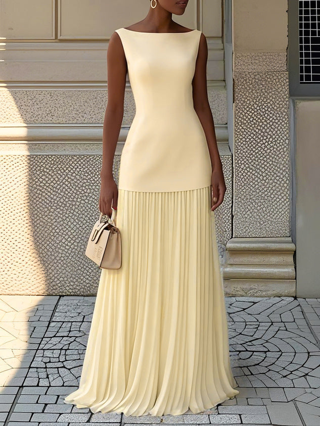 Eliza™ | Ærmeløs Plisseret Maxi Kjole" can be rewritten as:

"Eliza™ | Ærmeløs Plisseret Maxi Dress