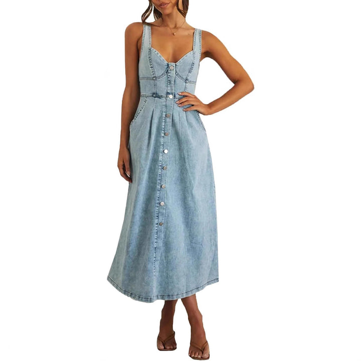 Cindy™ | Klassisk ærmeløs denimkjole med knaplukning