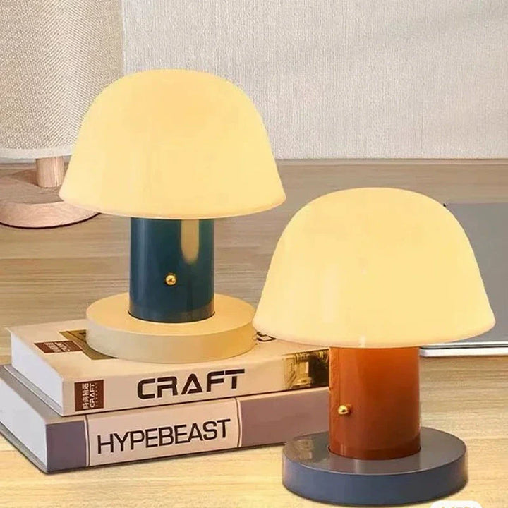 Bærbar Touch Bordlampe i Svampeform med LED Lys