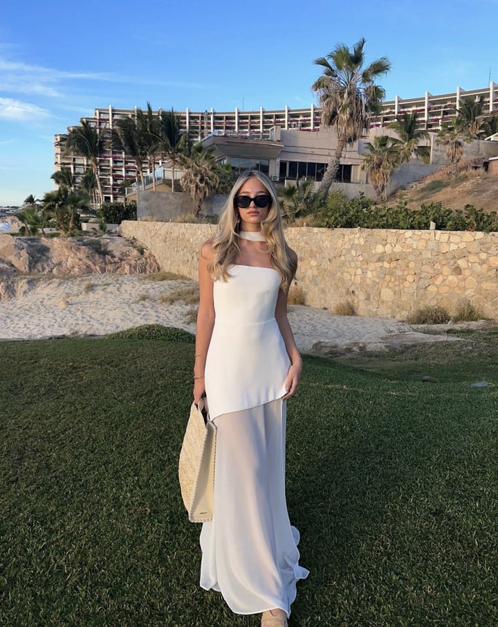 Stella | Kvinders Bryllupsgæst Strapless Asymmetrisk Maxi Kjole