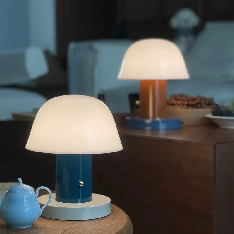 Bærbar Touch Bordlampe i Svampeform med LED Lys