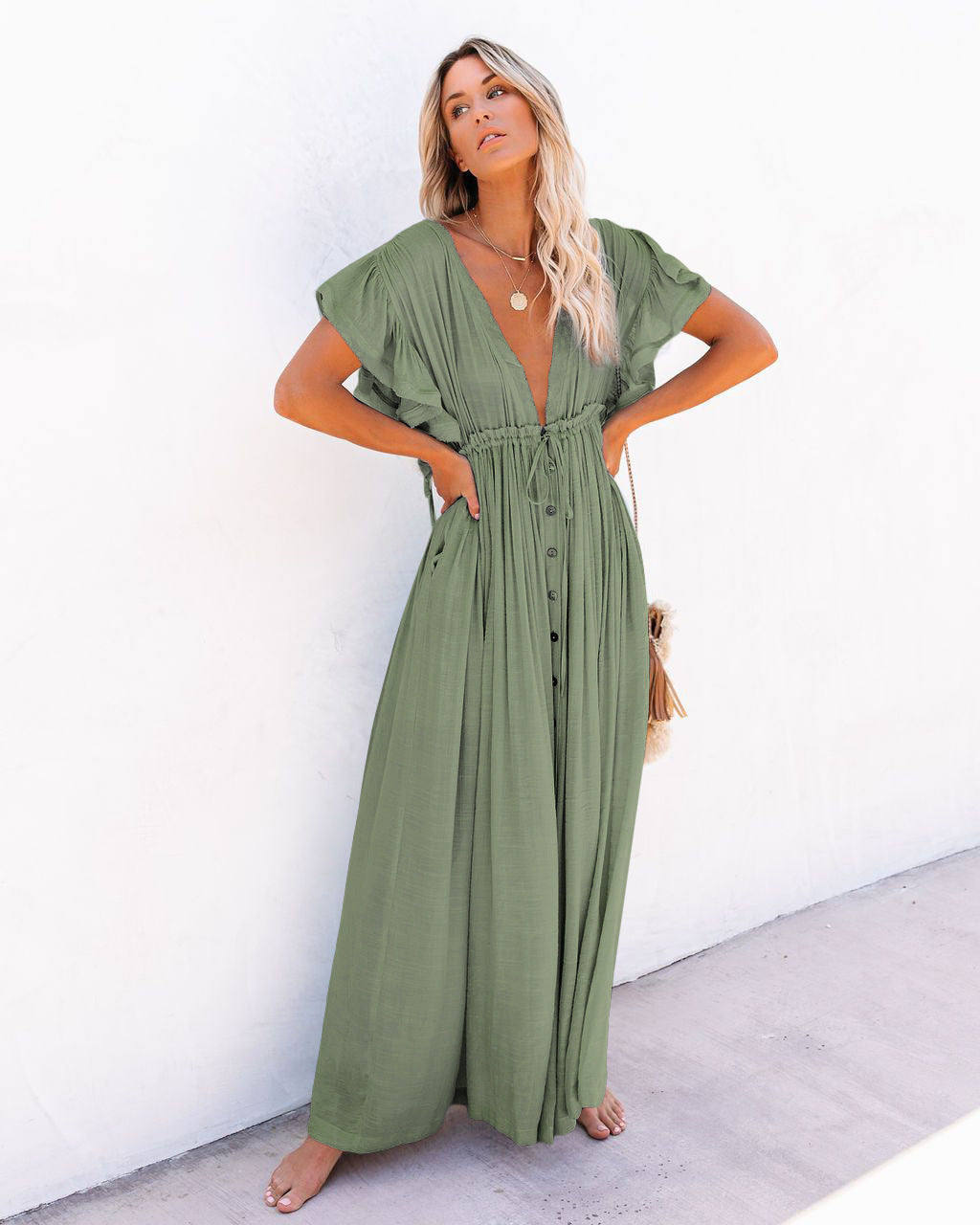 Annabelle | Kvinders Wrap V Udenær Boho Flowing Strand Dække Op Strand