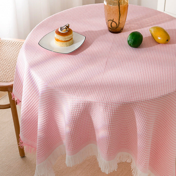 Elegant Strikket Lace Dugen i Blød Beige til Runde og Rektangulære Borde