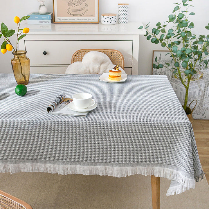 Elegant Strikket Blonde Dækkeserviet i Blød Beige