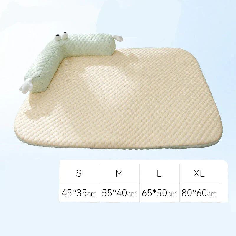Kølende Hundemåtte med Silkeoverflade - Blå og Beige