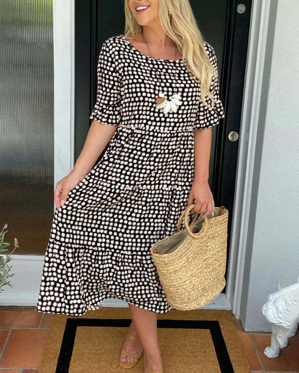 Michele™ | Afslappet Midi Kjole Med Dots