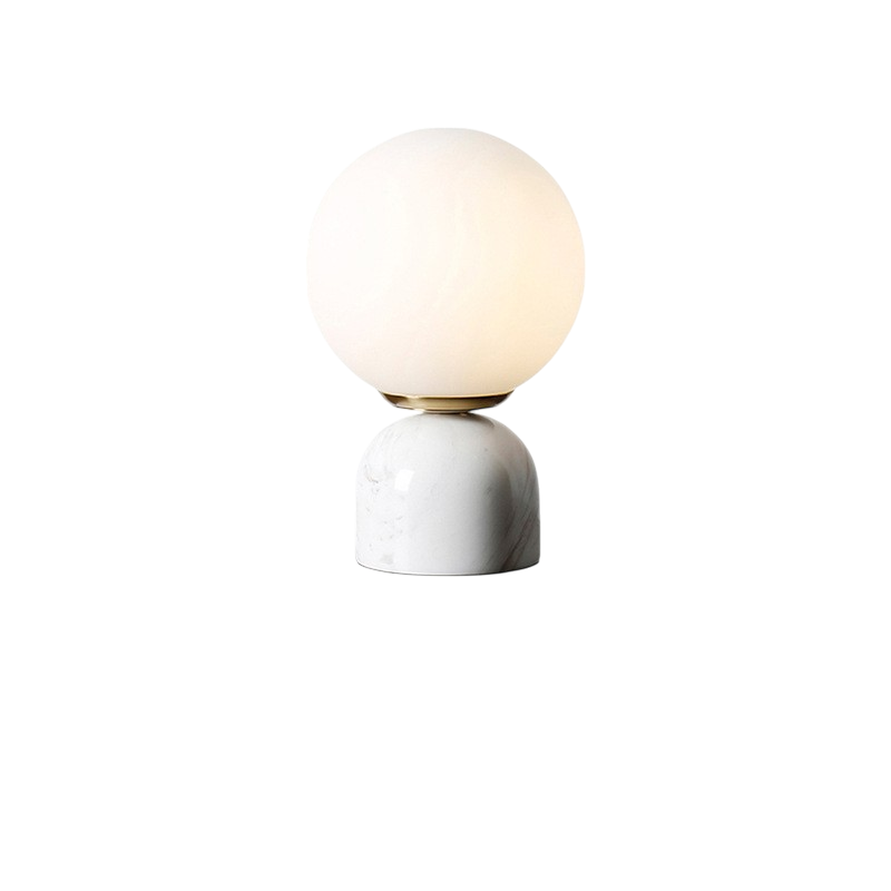 Marmorbordlampe med Glaskuppel – Skandinavisk Design