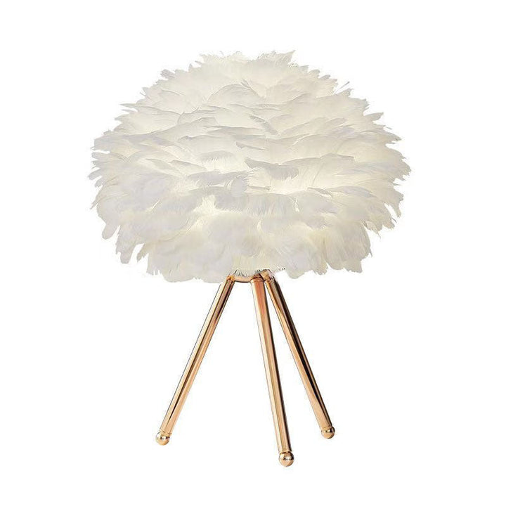 Elegant Fjer Bordlampe med Guld Accenter