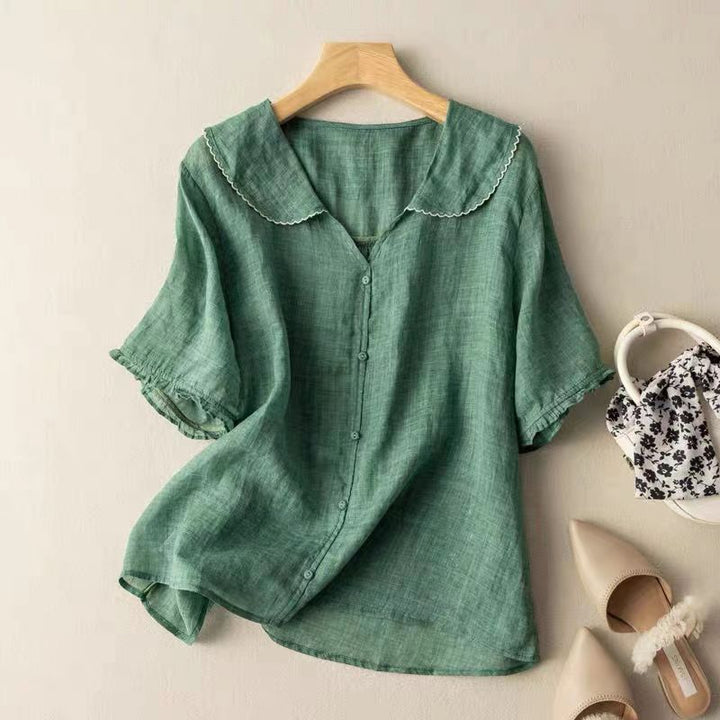 Kristi™ | Vintage Bluse med Knapdetalje