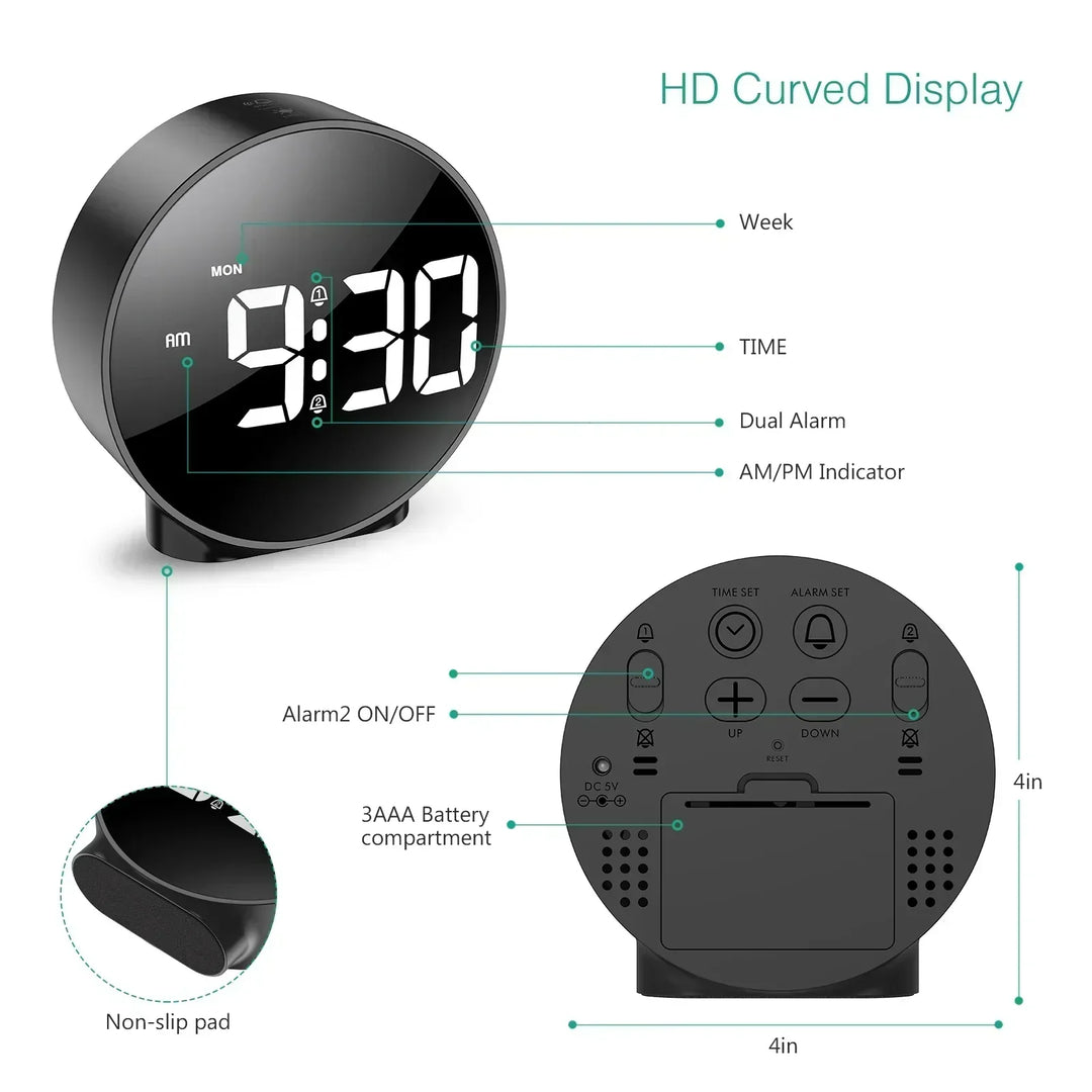 Digital vækkeur med USB-opladning og snooze-funktion