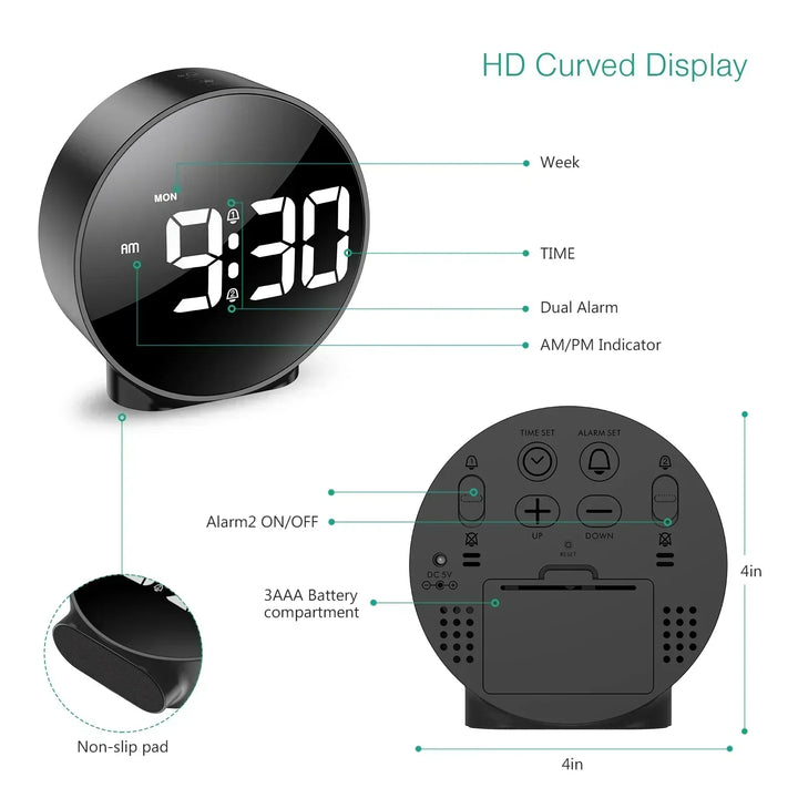Digital vækkeur med USB-opladning og snooze-funktion