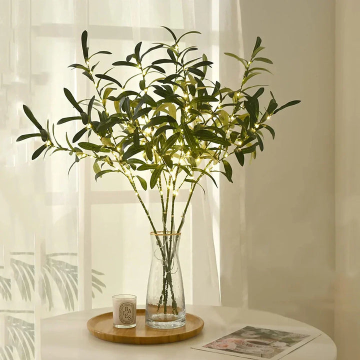 LED Bordlampe med Bøjelige Kviste og Blomster