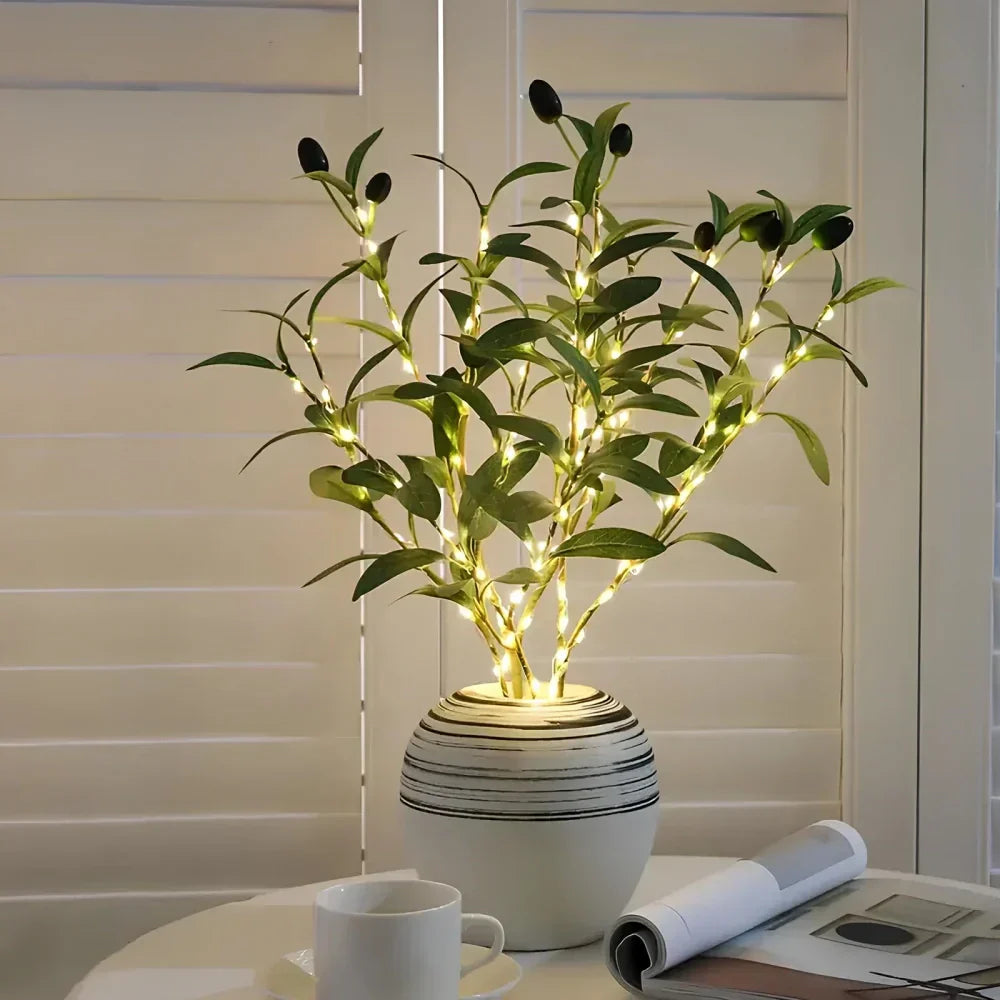 LED Bordlampe med Bøjelige Kviste og Blomster
