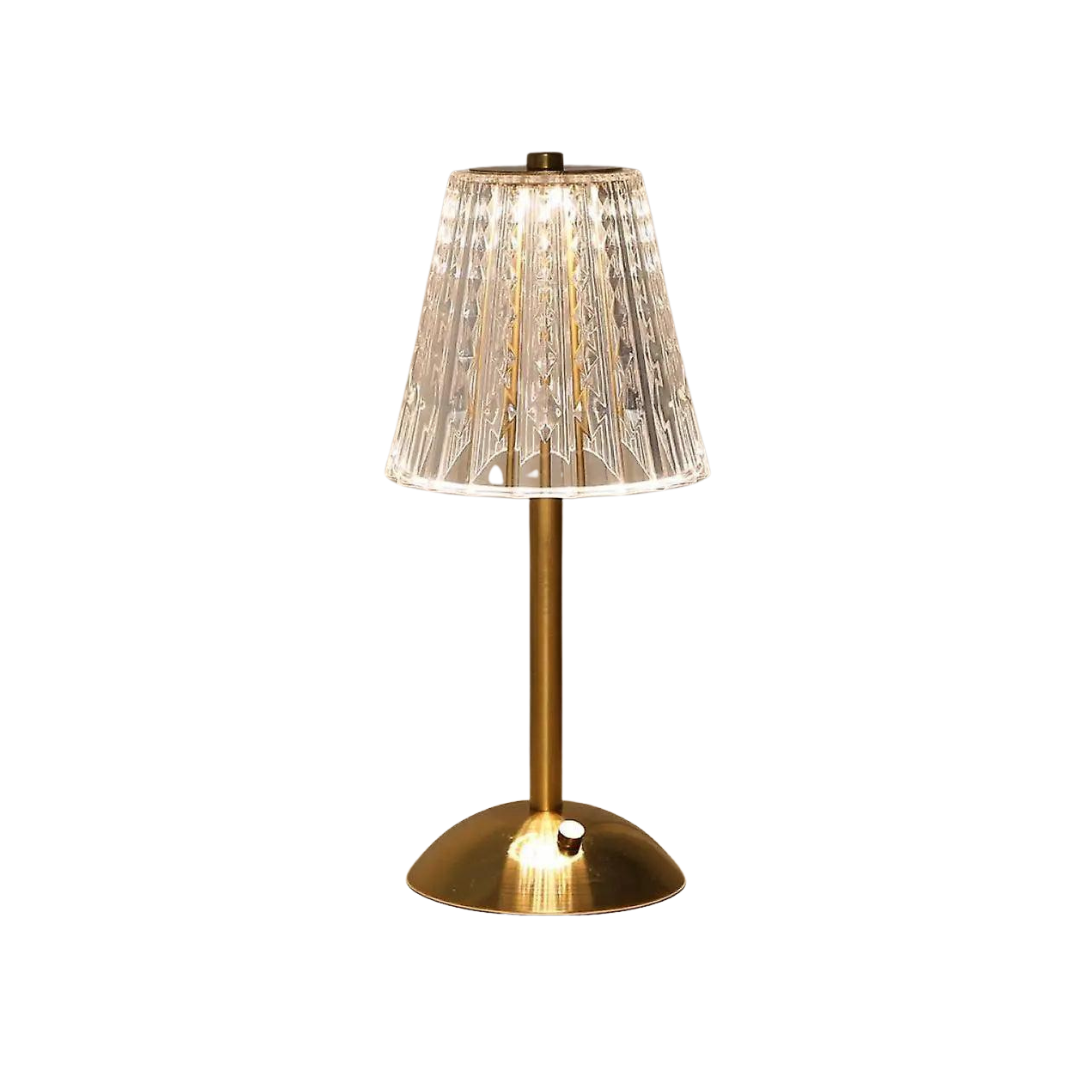 Vintage Krystal Bordlampe med Justerbar Lysstyrke og USB-C Batteri
