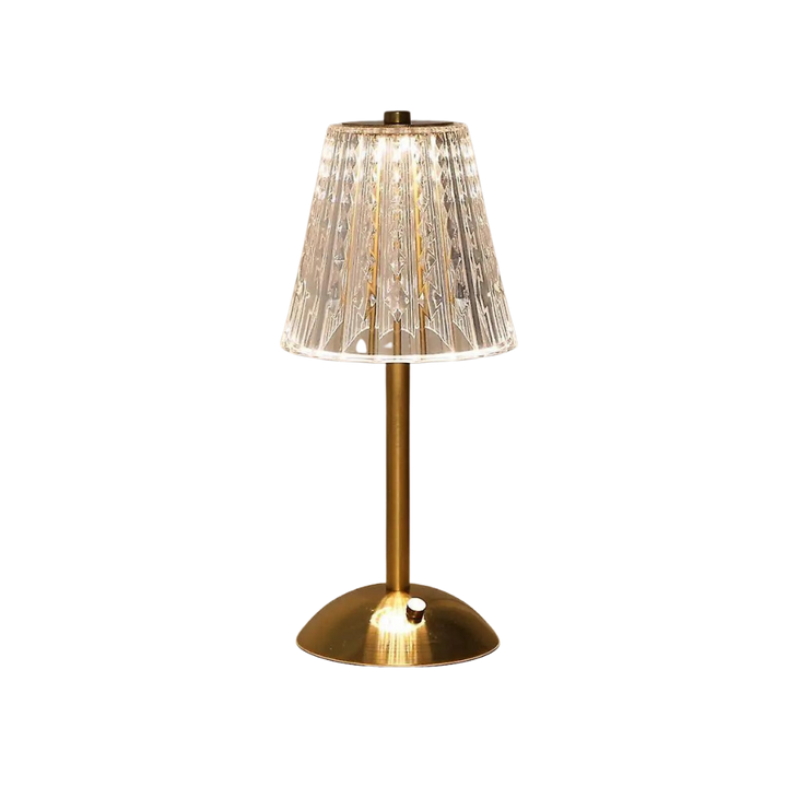 Vintage Krystal Bordlampe med Justerbar Lysstyrke og USB-C Batteri
