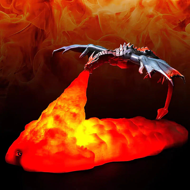 USB Genopladelig Drage Flamme Bordlampe i PLA-plast