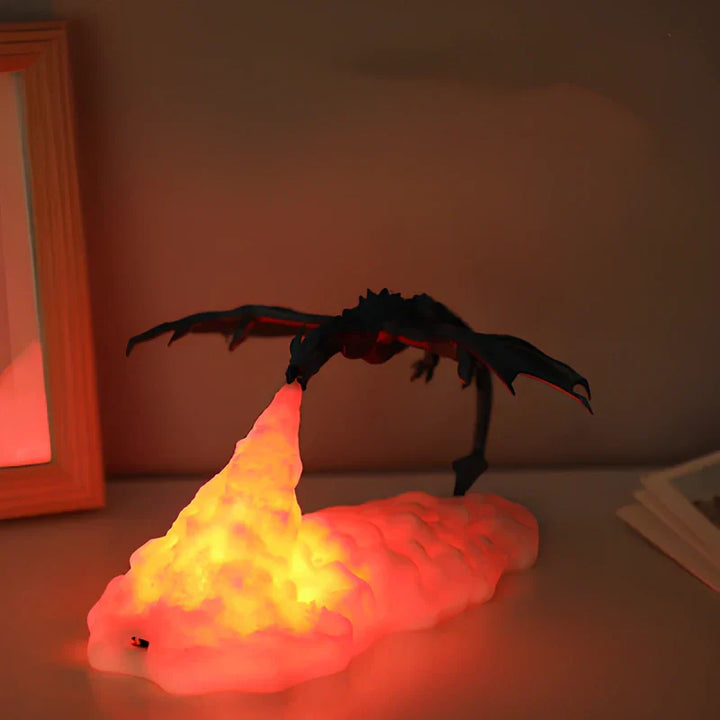USB Genopladelig Drage Flamme Bordlampe i PLA-plast