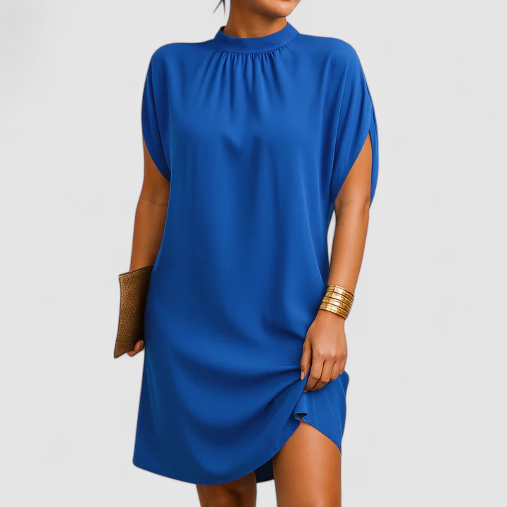 Rosie | Kvinders Mock Neck Batwing Split Ærme Midi Kjole