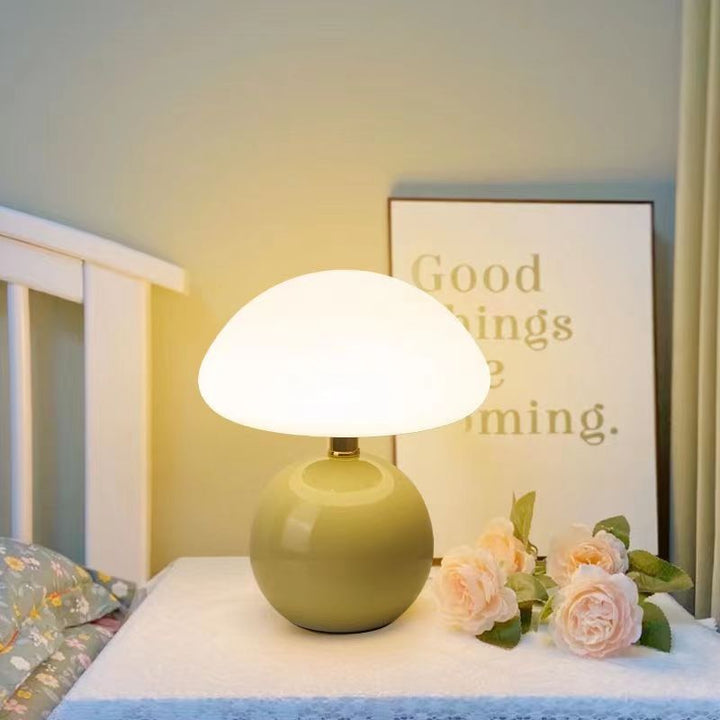 Keramisk Svampe Bordlampe med Justerbar LED Belysning