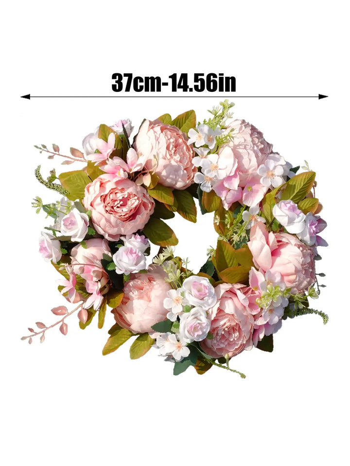 Efterårs Krans med Realistiske Pæoner til Indendørs og Udendørs Brug