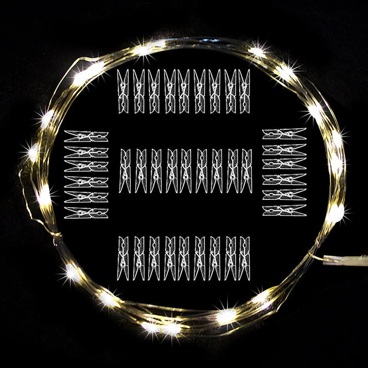 LED Lyskæde med Fotoklips - 10 m USB-Drevet